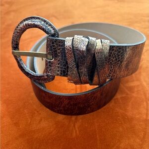 Coldwater Creek NWOT Bronze Leather Reptile Embossed Belt Size Large